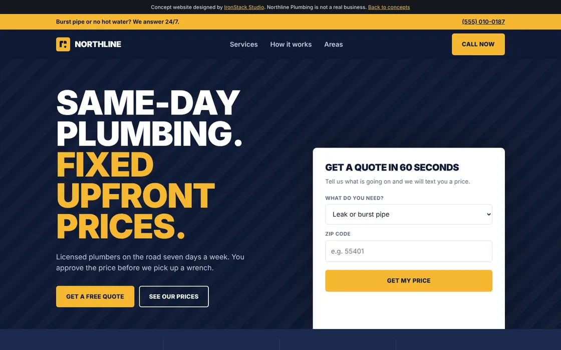 Northline Plumbing concept website